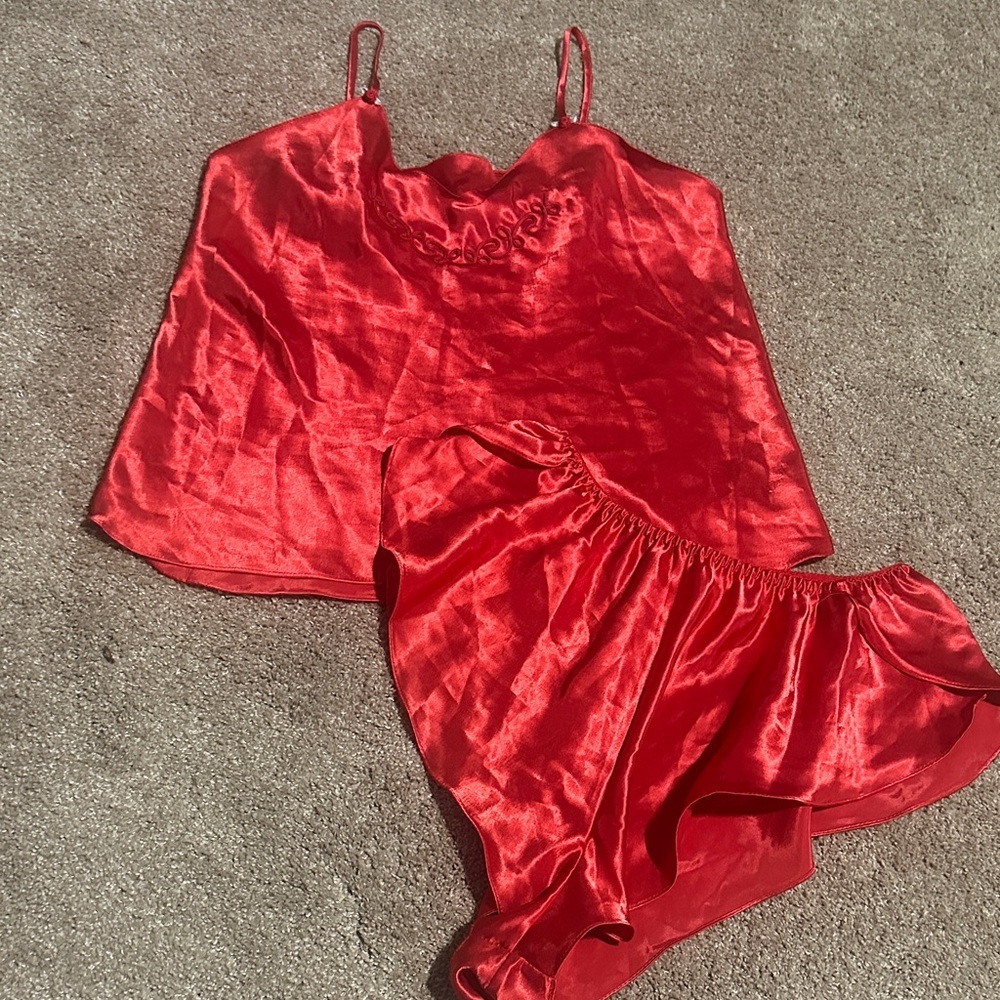 Erica Taylor Red Satin Sleepwear Set